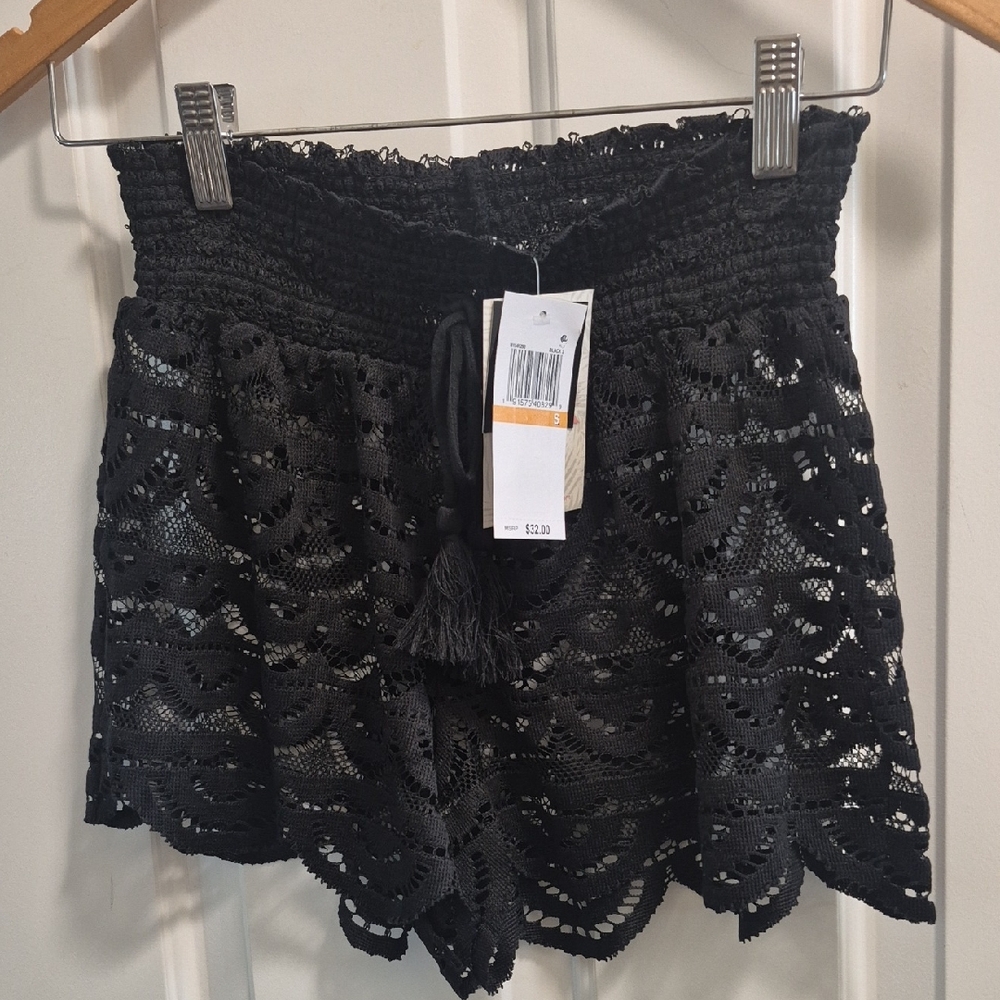 Black Lace Women Shorts See Thur Super Sexy Size S